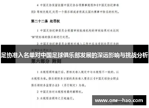 足协准入名单对中国足球俱乐部发展的深远影响与挑战分析